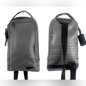 New TUMI Harrison Emerson genuine grey leather sling crossbody shoulder bag
